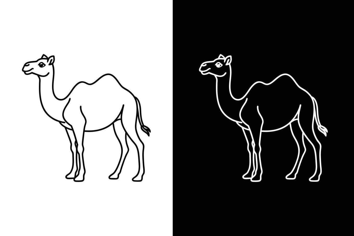 Camel Silhouette in Black Line Art. Clean Design Icon vector