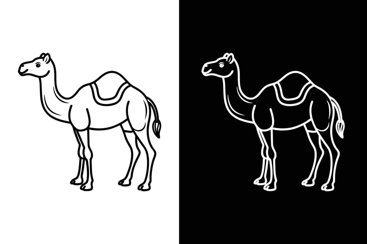 Camel Line Art . Minimalistic Silhouette and Icon Illustration vector