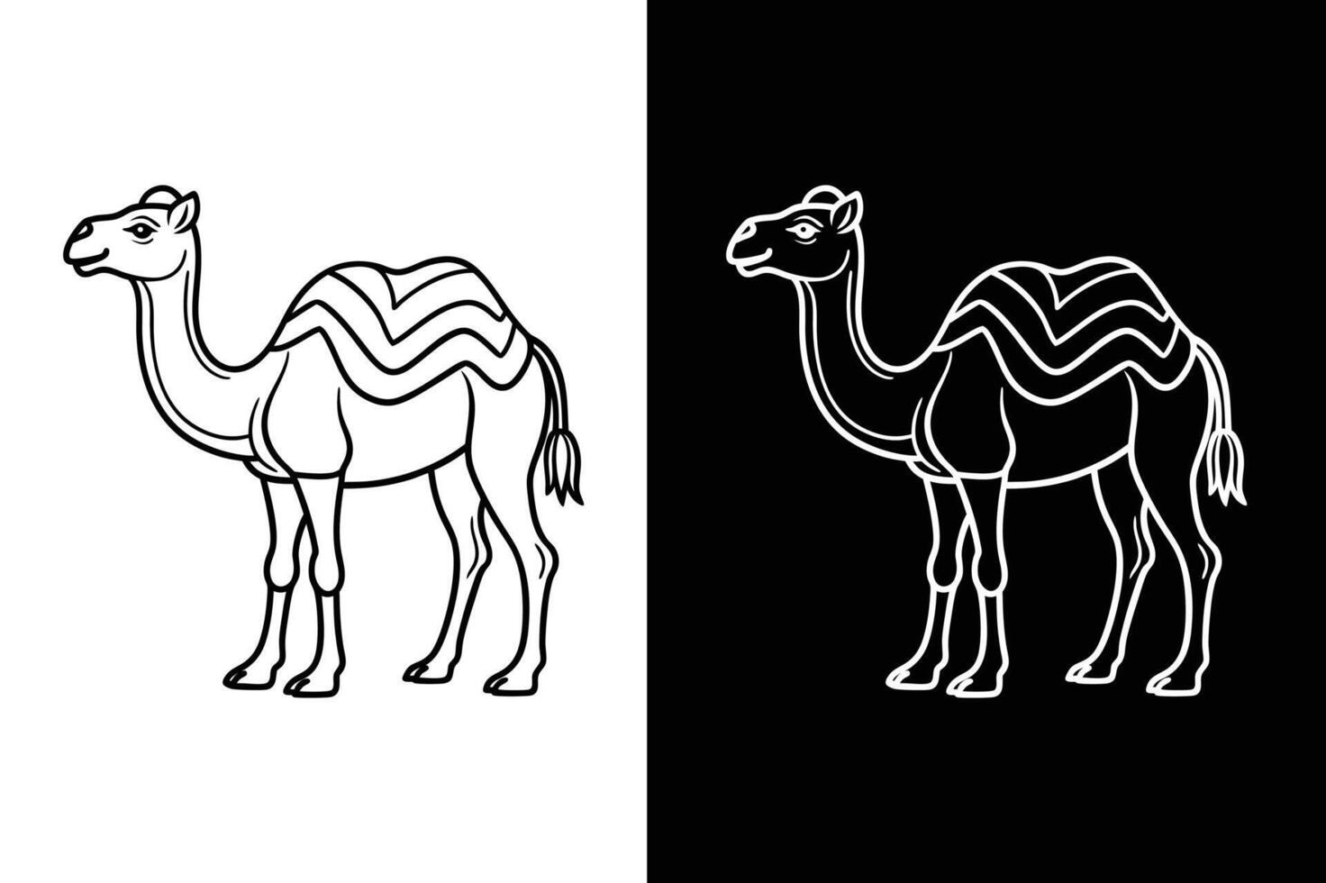 Stylish Camel Silhouette. Black Stroke Line Art Icon vector
