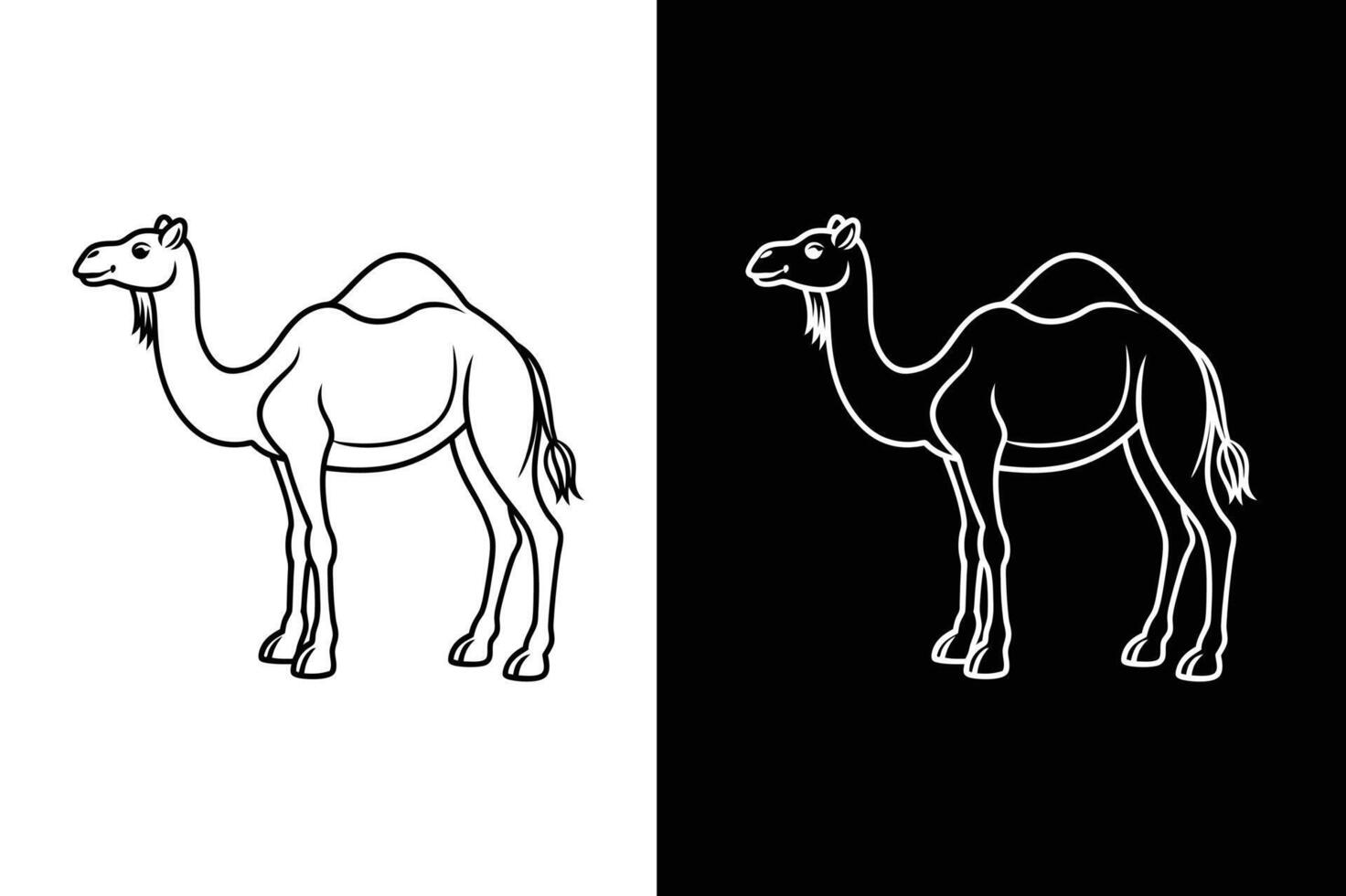 Camel Black Stroke Line Art. Sleek Linear Icon vector