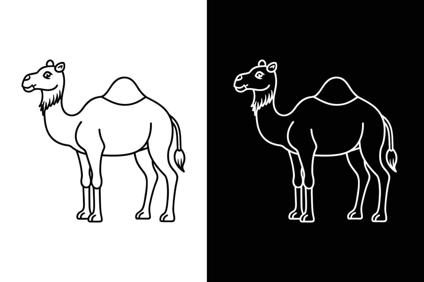 Elegant Camel Line Art. Simple Design and Silhouette Icon vector