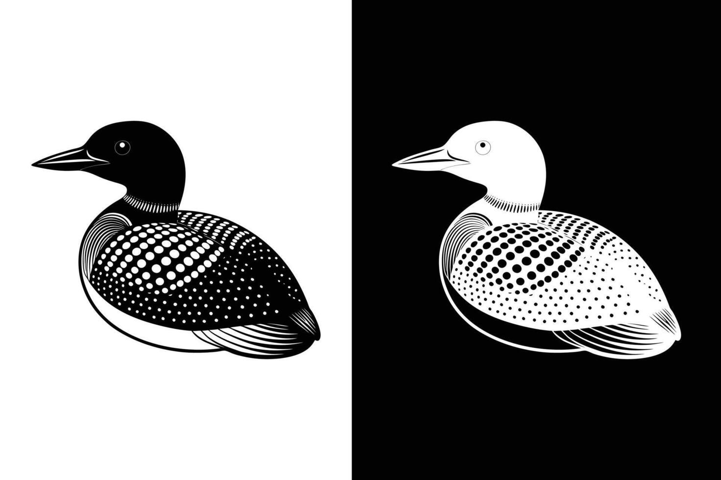 Majestic Loon Silhouette. Crisp Art Design in Monochrome vector
