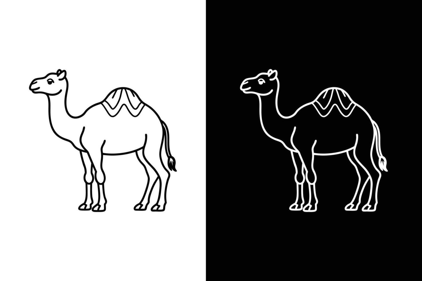 Elegant Black Stroke Camel Line Art. Minimalist Icon Design vector