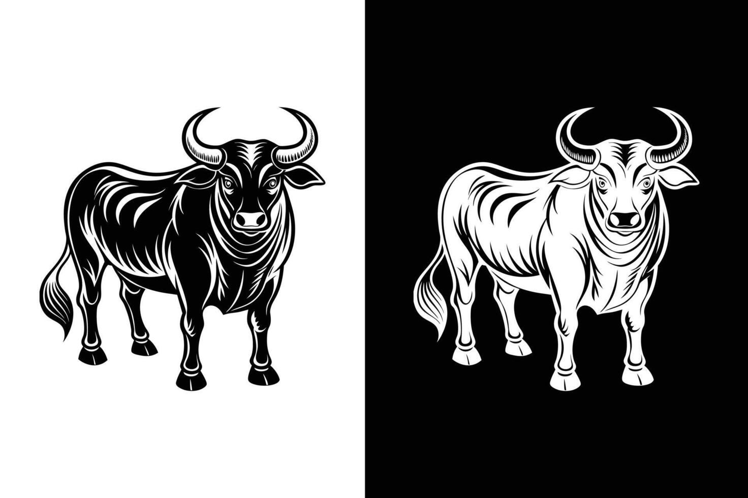 Bull Silhouette Icon. Symbolizing Power and Endurance vector