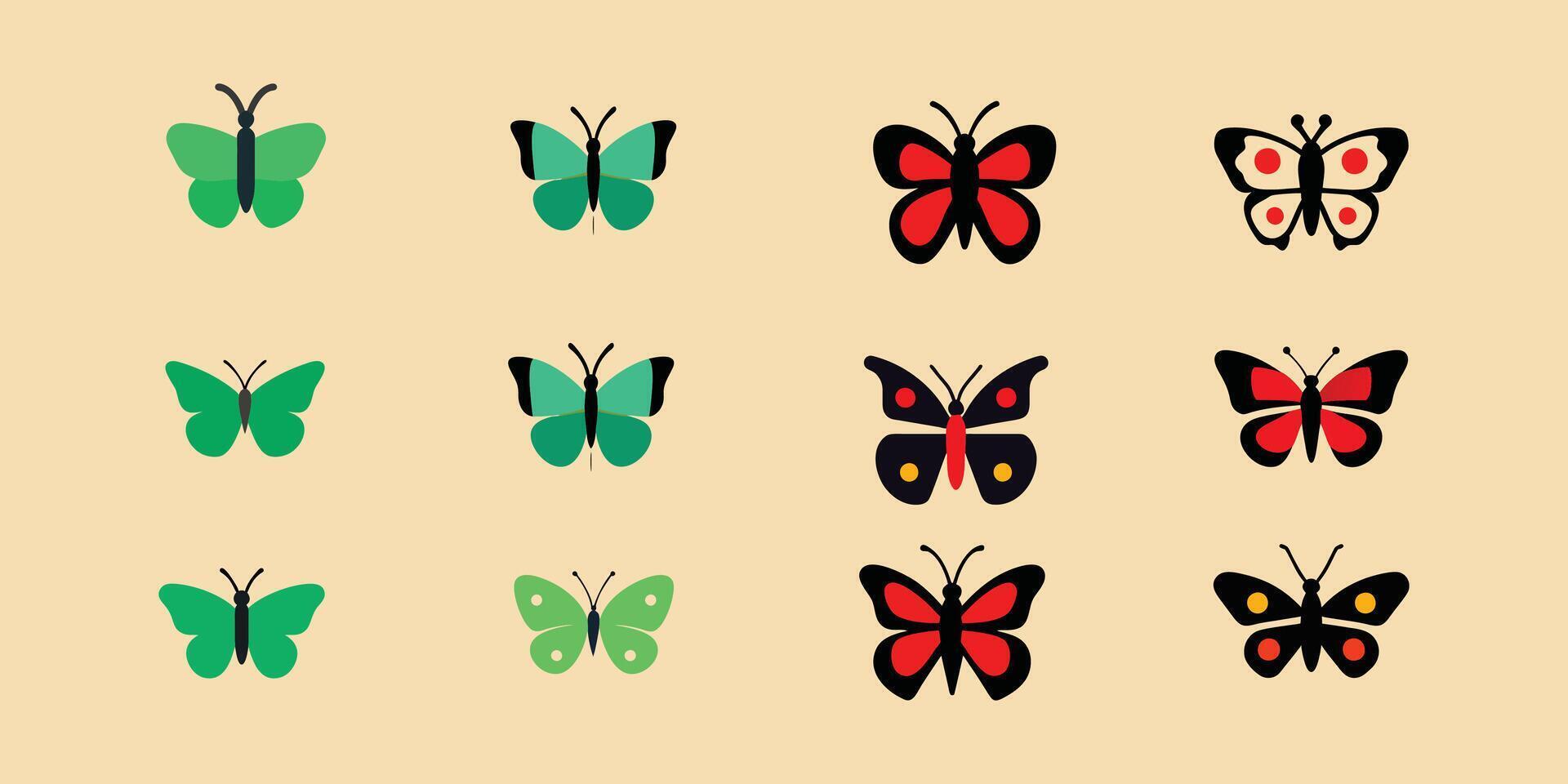 Beautiful and Colorful Butterfly Illustrations Featuring Various Designs and Patterns for Creative Projects and Nature Education vector