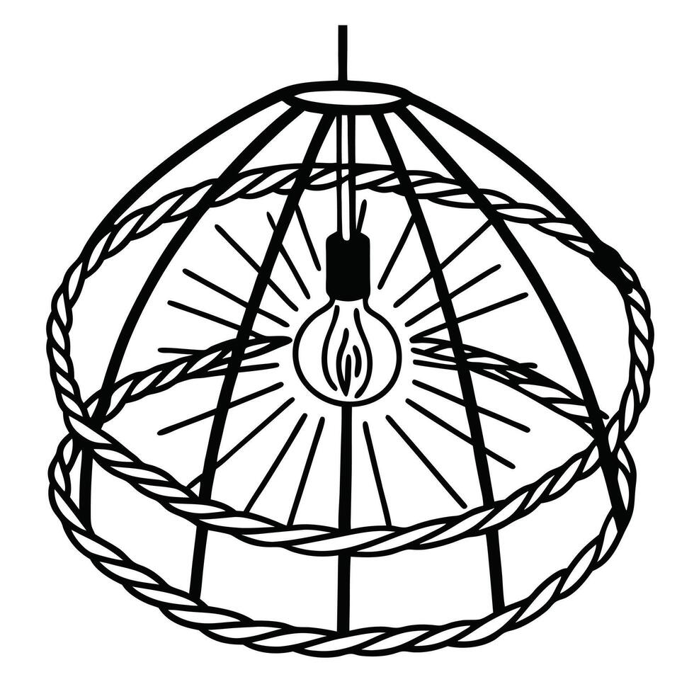 A black and white drawing of a light bulb in a cage vector