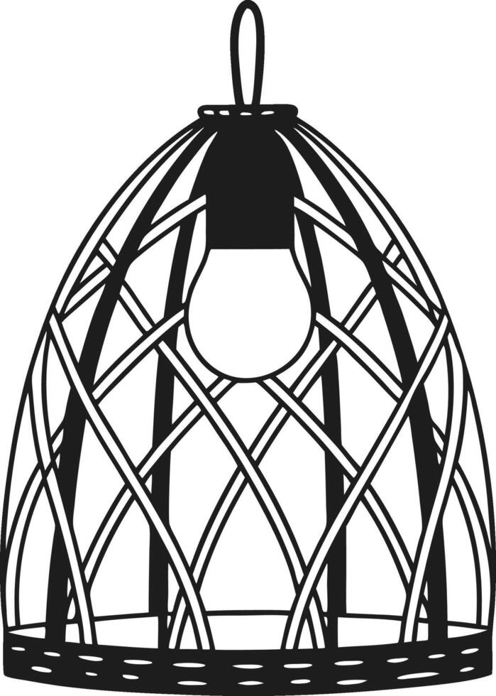 A black and white illustration of a light bulb in a cage vector