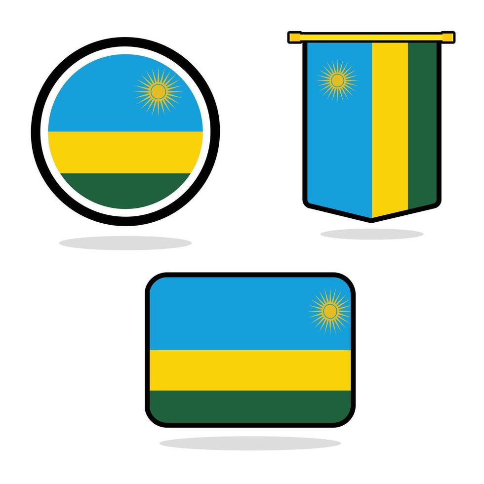 Rwanda set of flag banner Rwanda flag with white background illustration design Rwanda independence day banner design vector