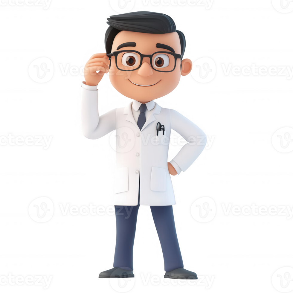 A friendly cartoon doctor character in a lab coat, ready to provide medical advice. png