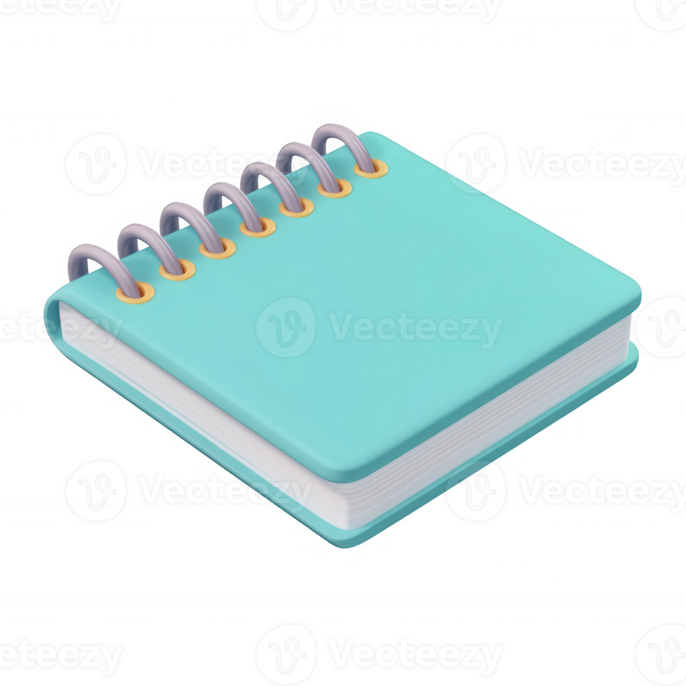 A stylish turquoise spiral notebook for notes and creative ideas. png
