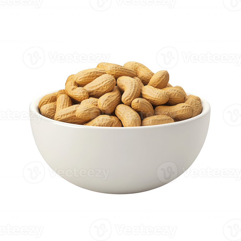 A bowl of fresh, unshelled peanuts ready for snacking or culinary use. png