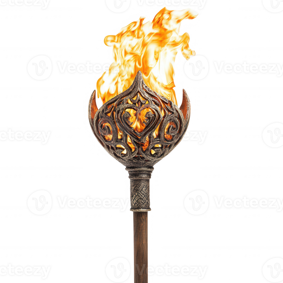 A beautifully crafted torch with a vibrant flame, symbolizing passion and heritage. png