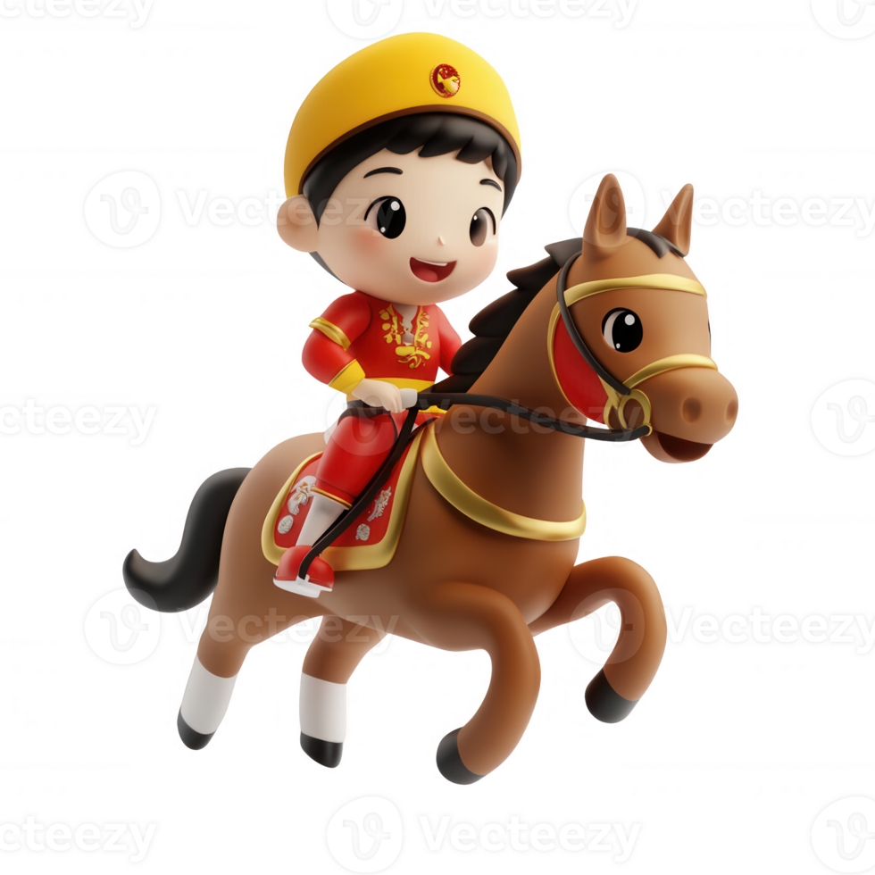 A joyful child riding a horse, showcasing a playful and adventurous spirit. png