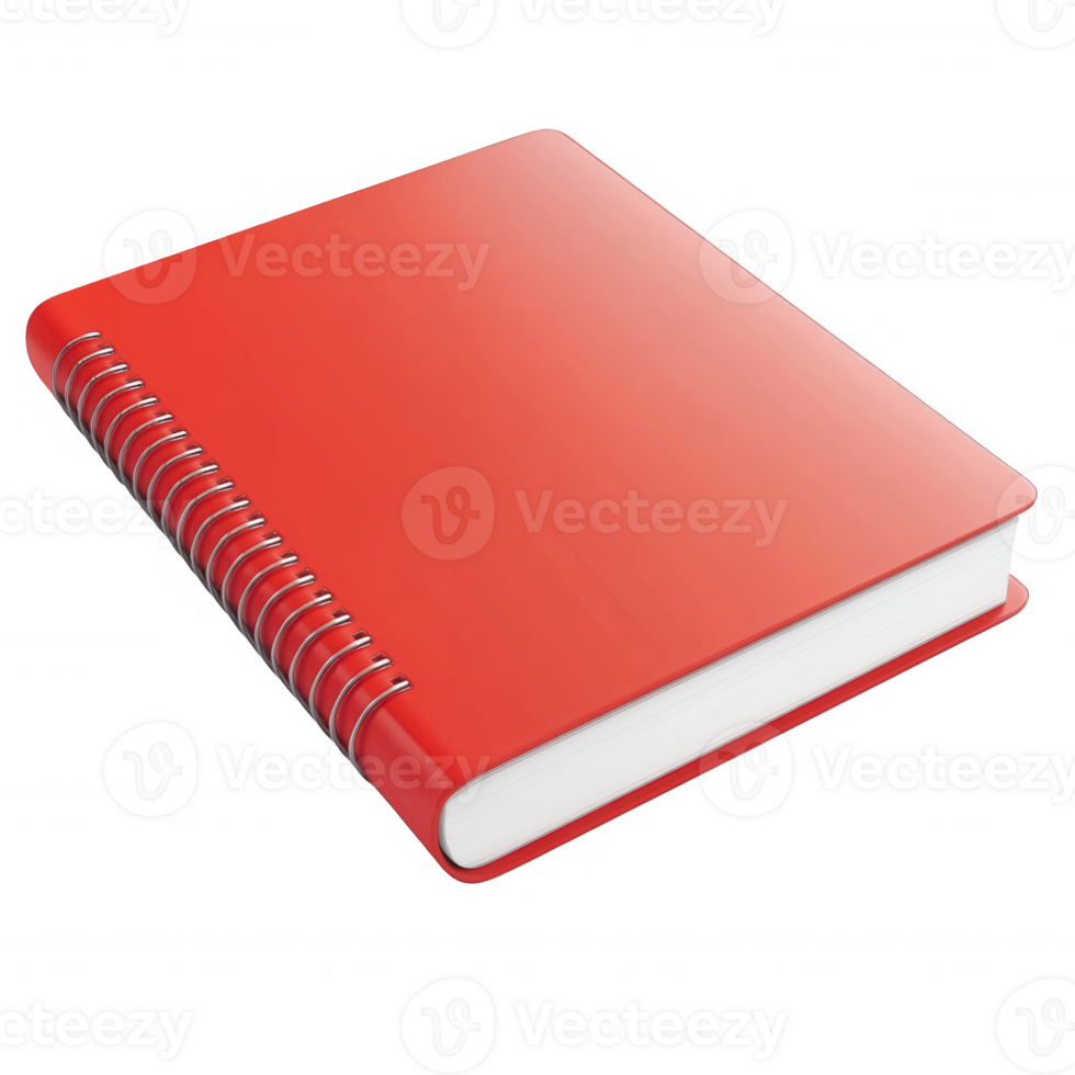 A vibrant red spiral notebook ideal for notes, sketches, and creative ideas. png