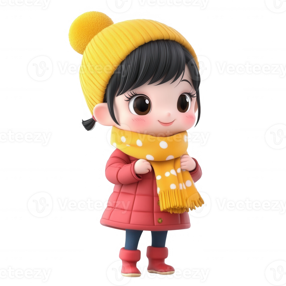Cheerful girl in winter attire, smiling and ready for outdoor adventures. png