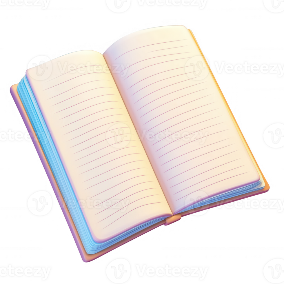 An open notebook with blank pages ready for notes, sketches, or creative ideas. png