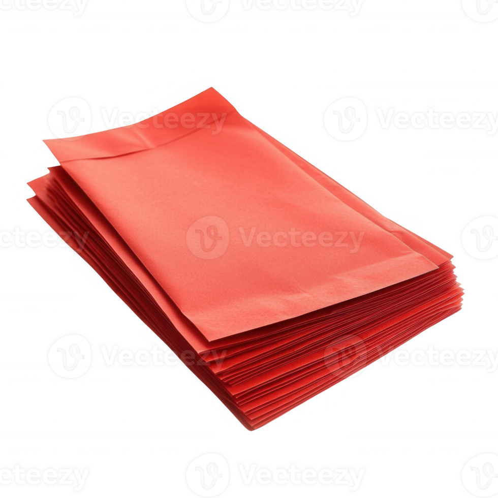 A stack of vibrant red envelopes, perfect for creative projects and designs. png