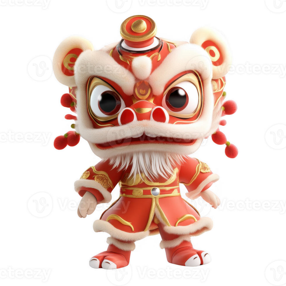 A vibrant lion dance figurine representing tradition and celebration. png