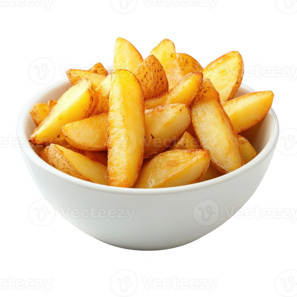 A delicious bowl of golden, crispy potato wedges ready to be enjoyed png