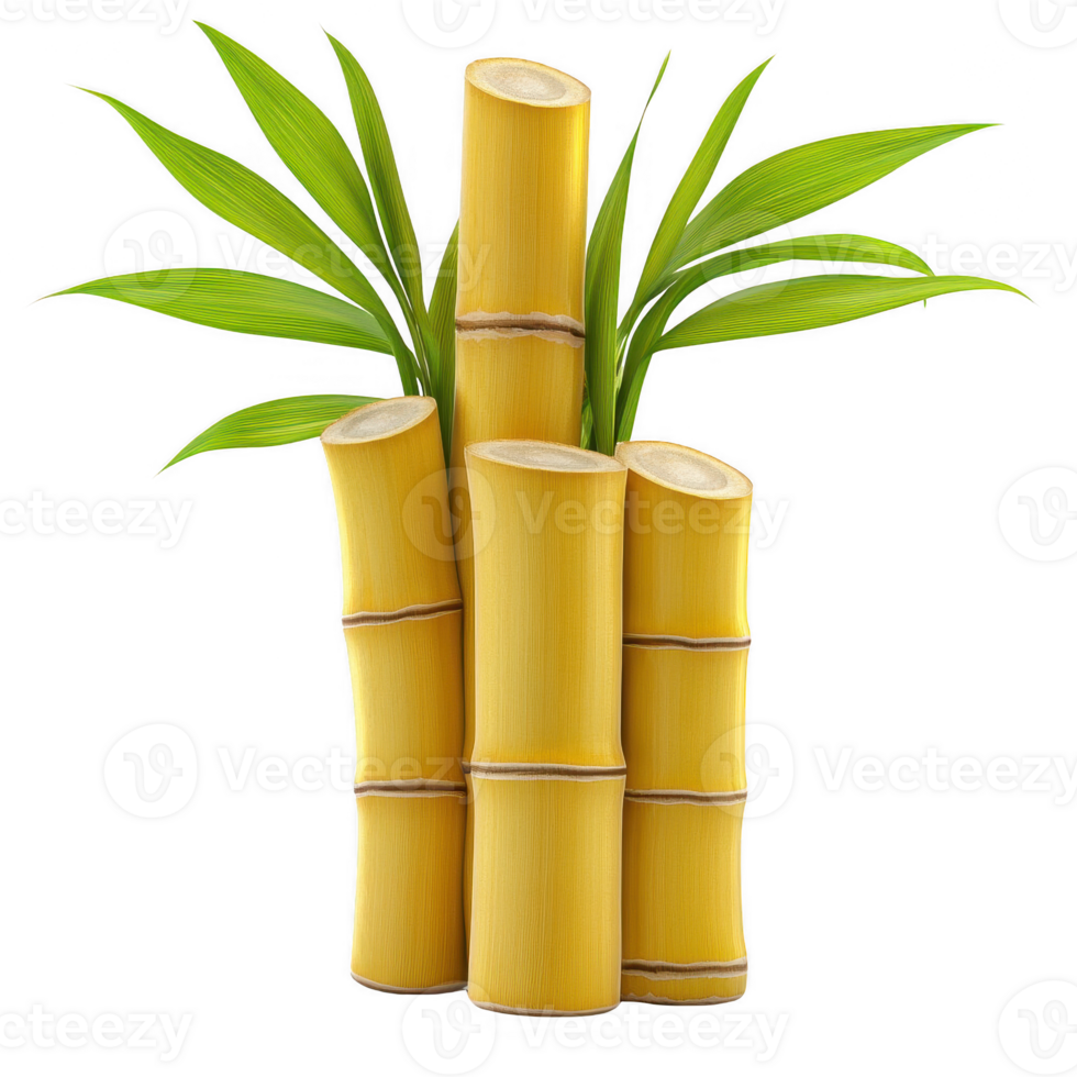 A vibrant cluster of bamboo stalks with lush green leaves, symbolizing nature's beauty. png