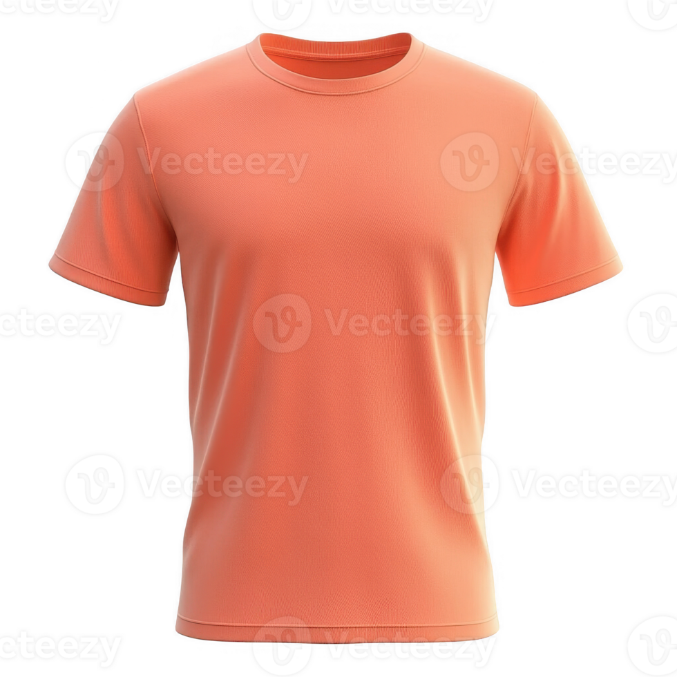A stylish orange t-shirt displayed on a white background for casual wear. png