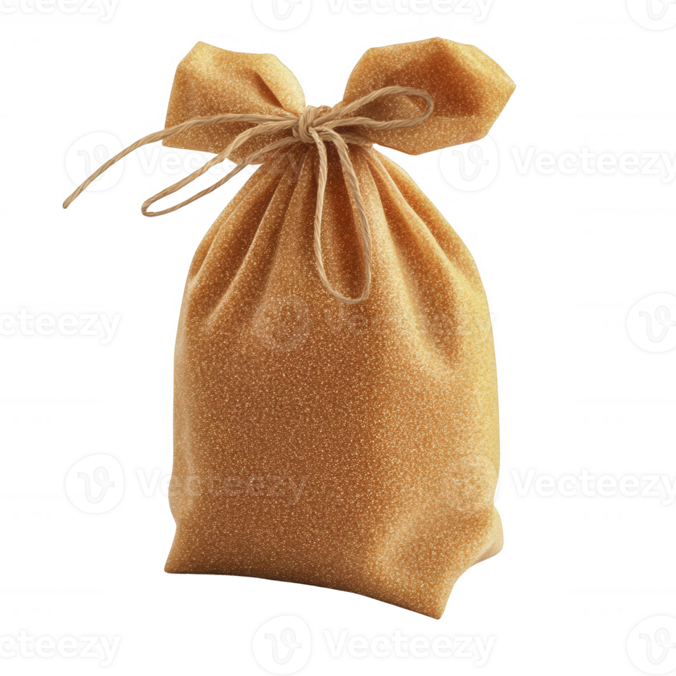 A burlap sack filled with fine brown sugar ready for use in baking and cooking. png