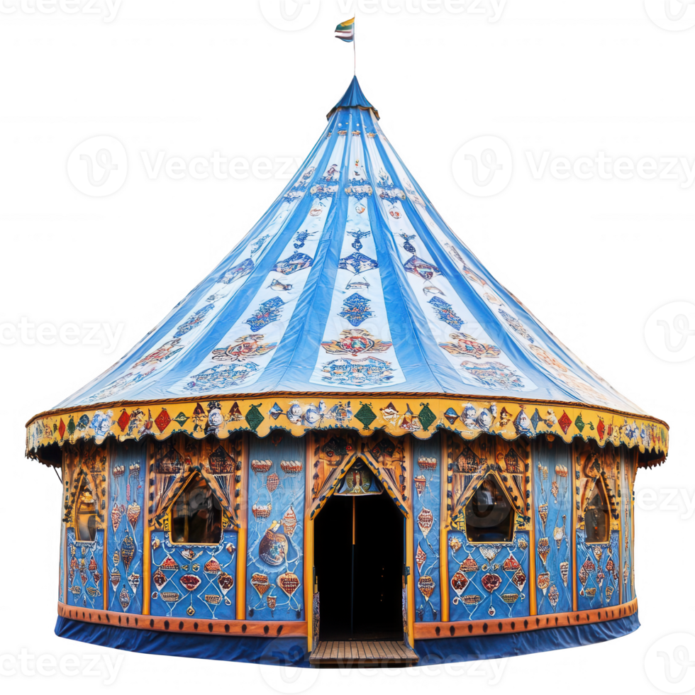 A colorful, ornate tent showcasing vibrant patterns and detailed decorations. png