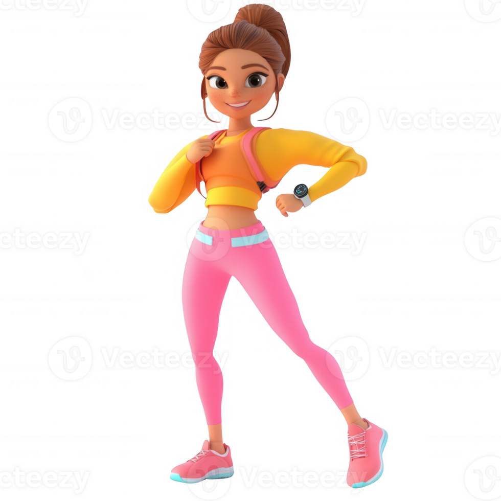 Energetic cartoon character showcasing an active lifestyle and fitness enthusiasm. png