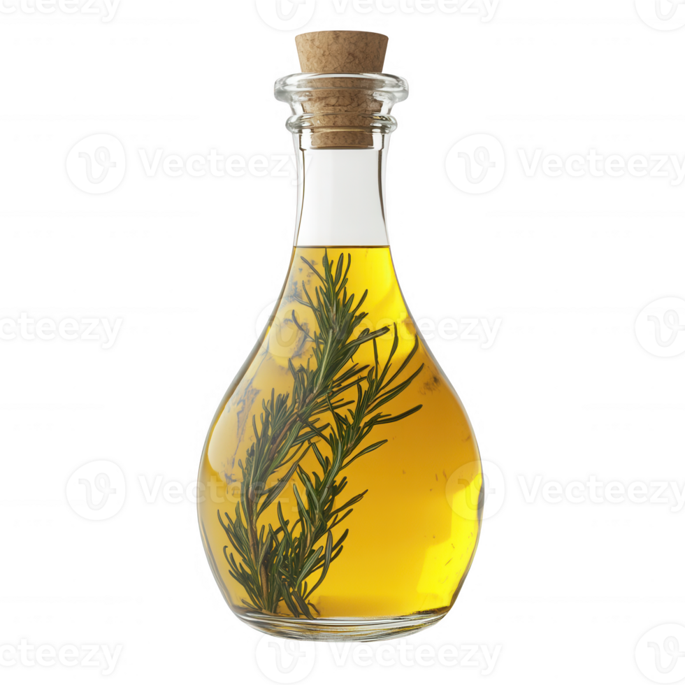 Elegant bottle of infused olive oil with fresh herbs for culinary delights. png