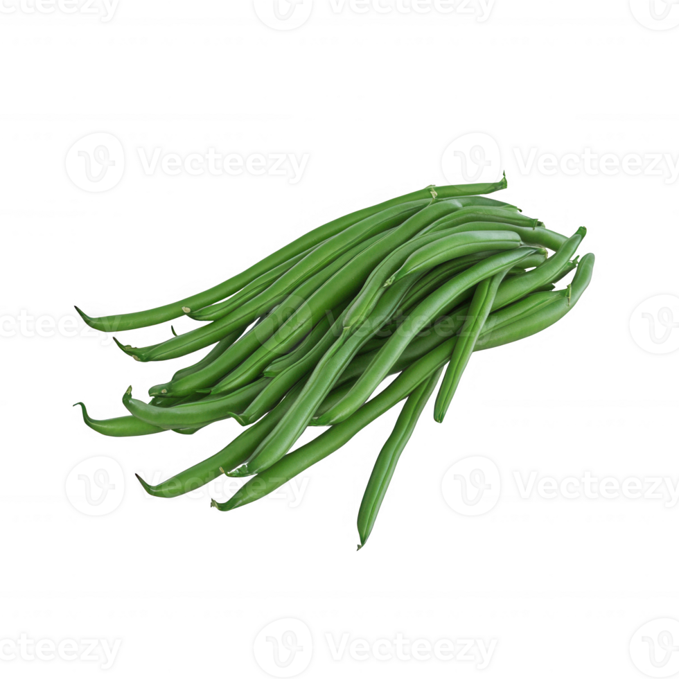 Fresh green beans isolated on a white background, perfect for healthy dishes. png