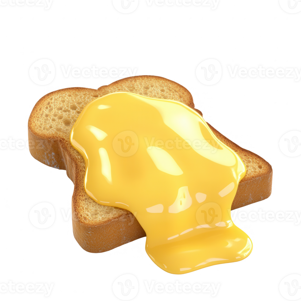 Delicious melted cheese on toasted bread, perfect for breakfast or snack. png