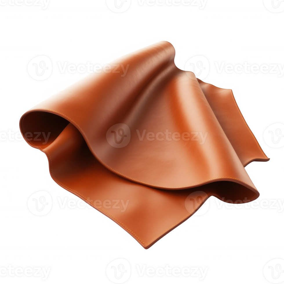 High-quality brown leather material with smooth texture and natural folds. png