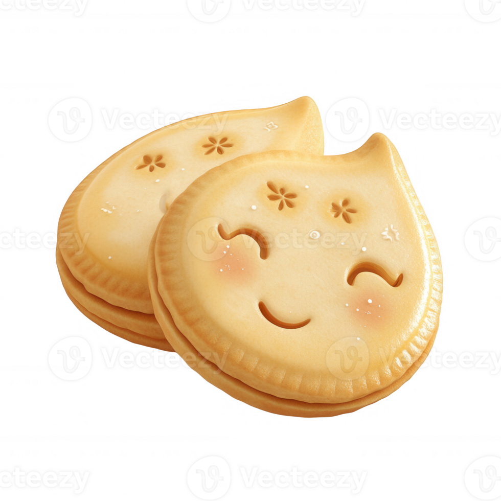 Cute smiling cookies with playful faces and decorative patterns, perfect for desserts. png