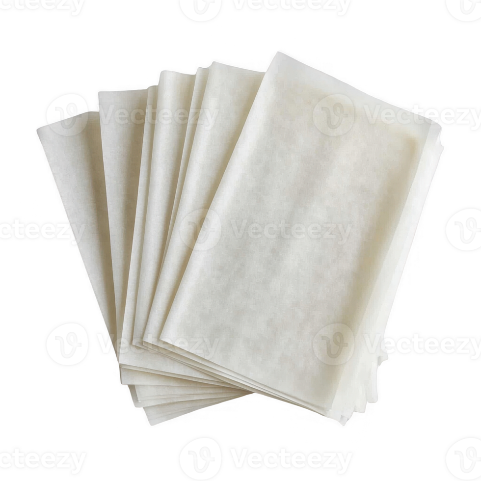 Transparent food wraps stacked neatly for culinary use in various cooking applications. png