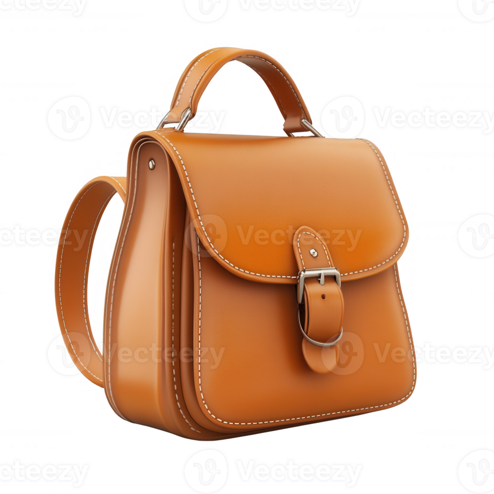 Stylish leather handbag in warm tones, perfect for modern fashion enthusiasts. png
