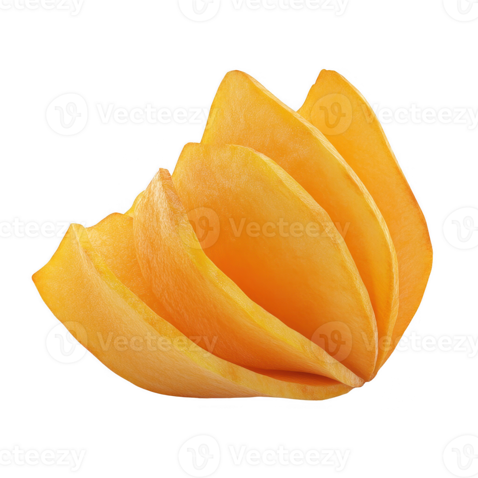 Juicy mango slices arranged beautifully for a vibrant and fresh food presentation. png