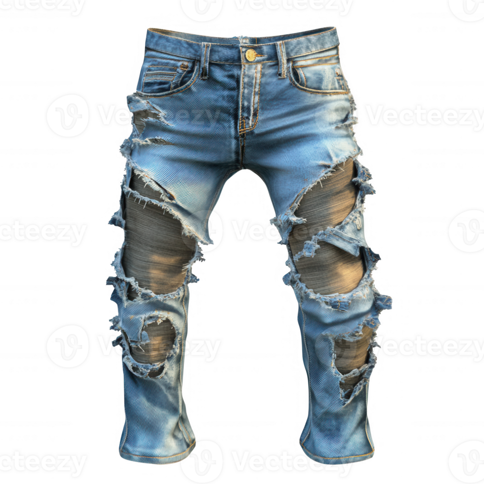 Trendy ripped jeans showcasing modern fashion with a casual vibe. png