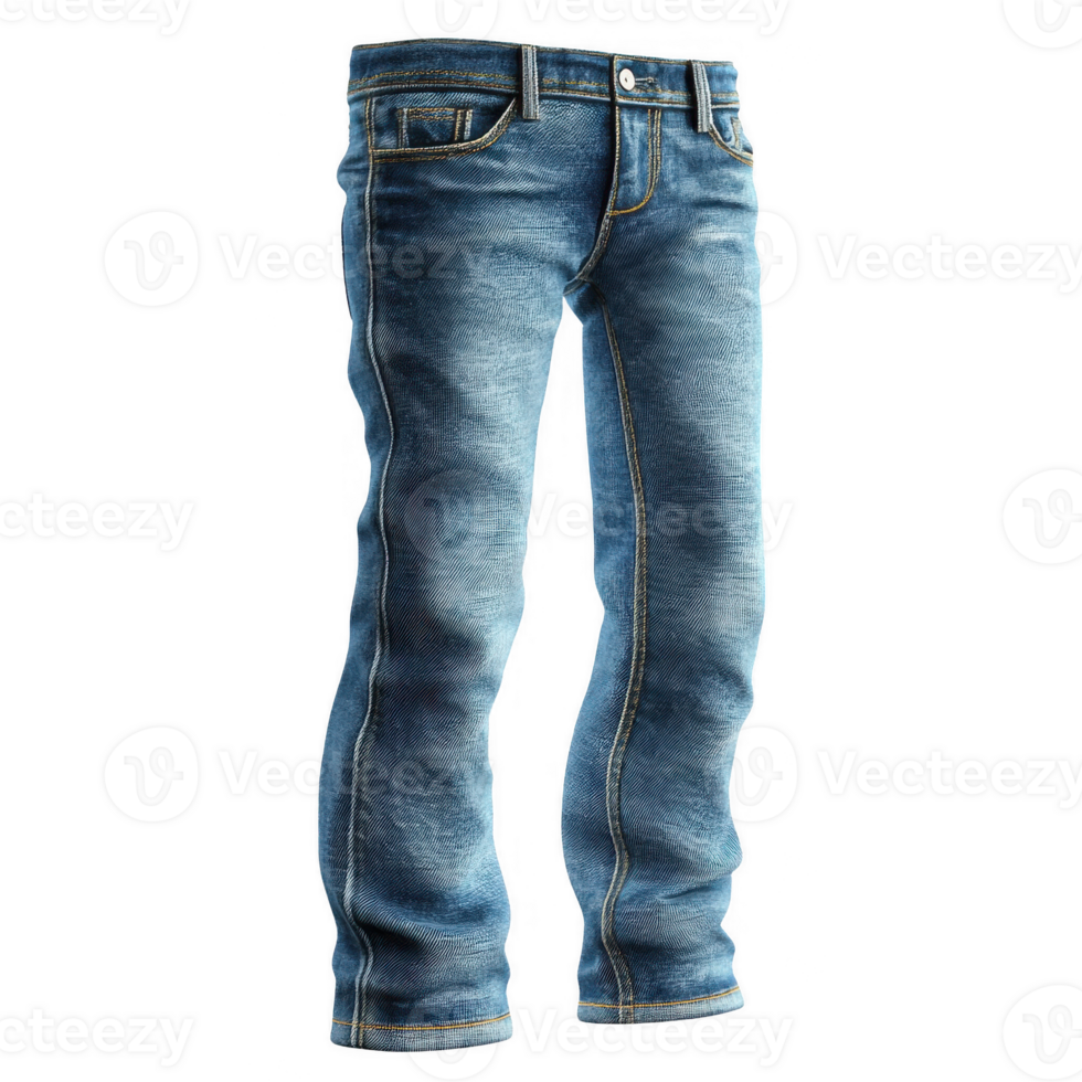 Stylish blue denim jeans with a modern design for casual wear. png