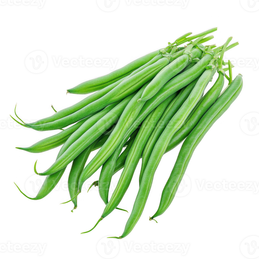 Fresh green beans stacked together, perfect for a healthy meal or recipe. png