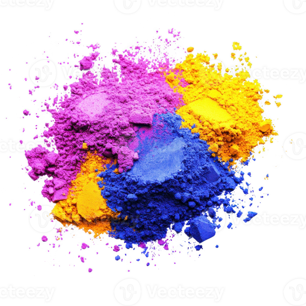Vibrant colored powders in a dynamic arrangement for artistic projects. png