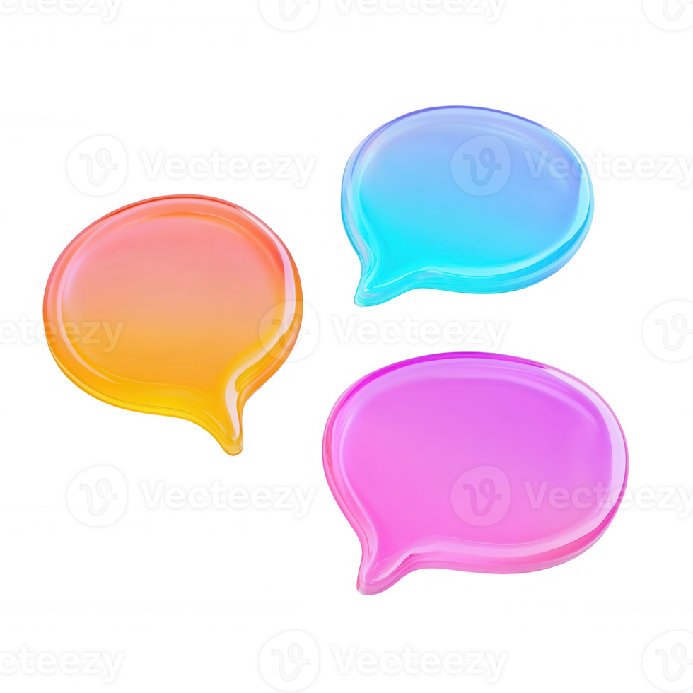 Colorful speech bubbles symbolizing communication and conversation in digital design. png