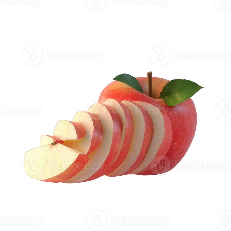 Freshly sliced apple showcasing vibrant colors and healthy appeal. png
