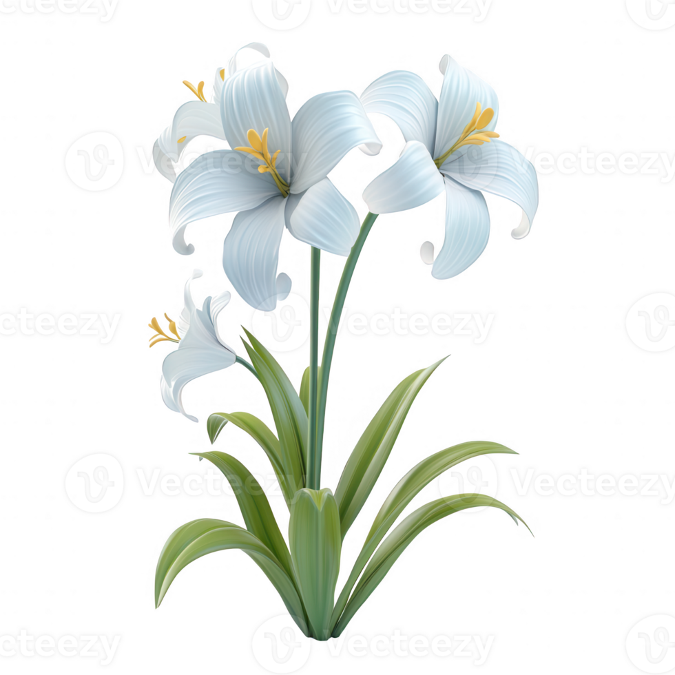 Delicate white lilies blooming gracefully in a vibrant green environment. png