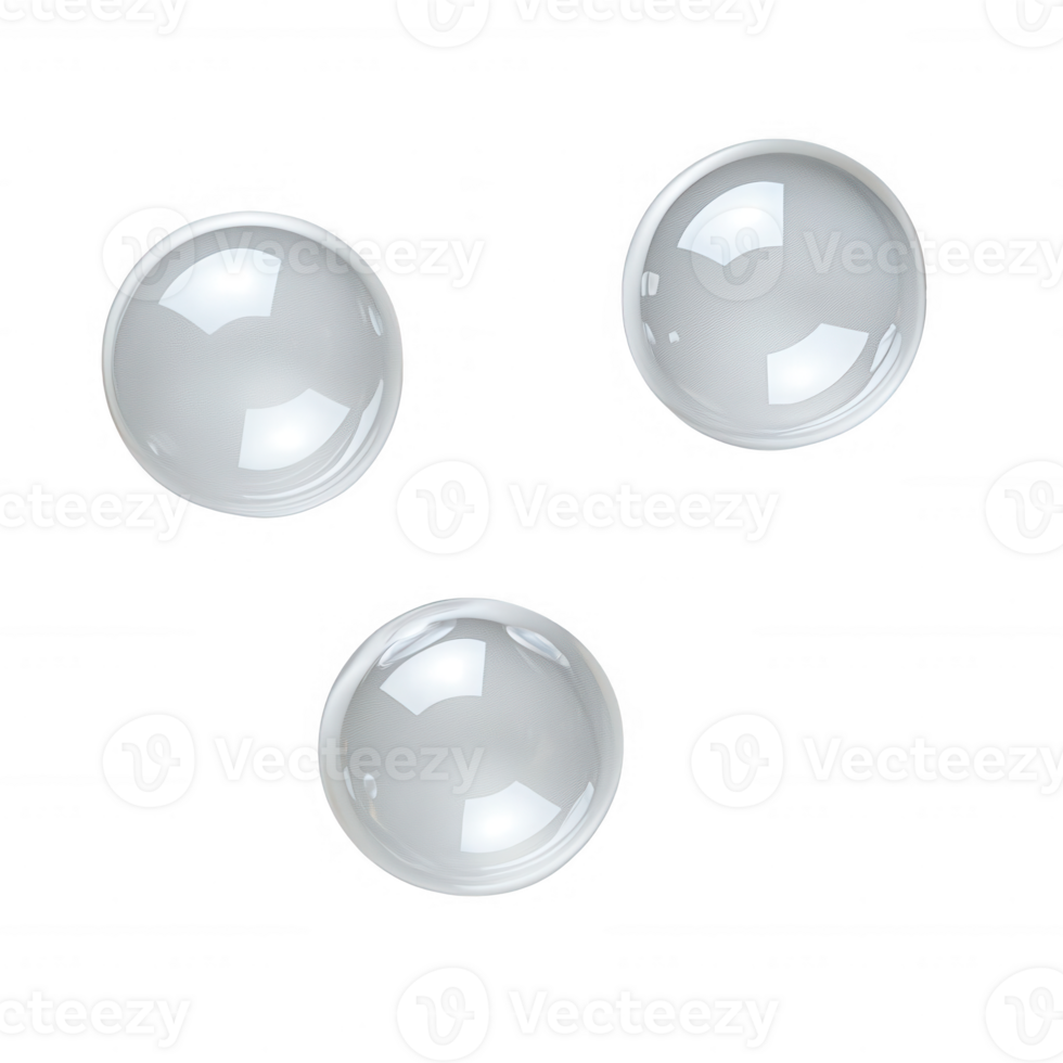 Three glossy spheres arranged artistically on a transparent background. png