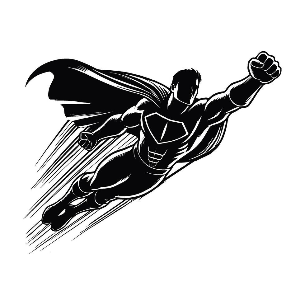 superhero flying through the air isolated on white background vector