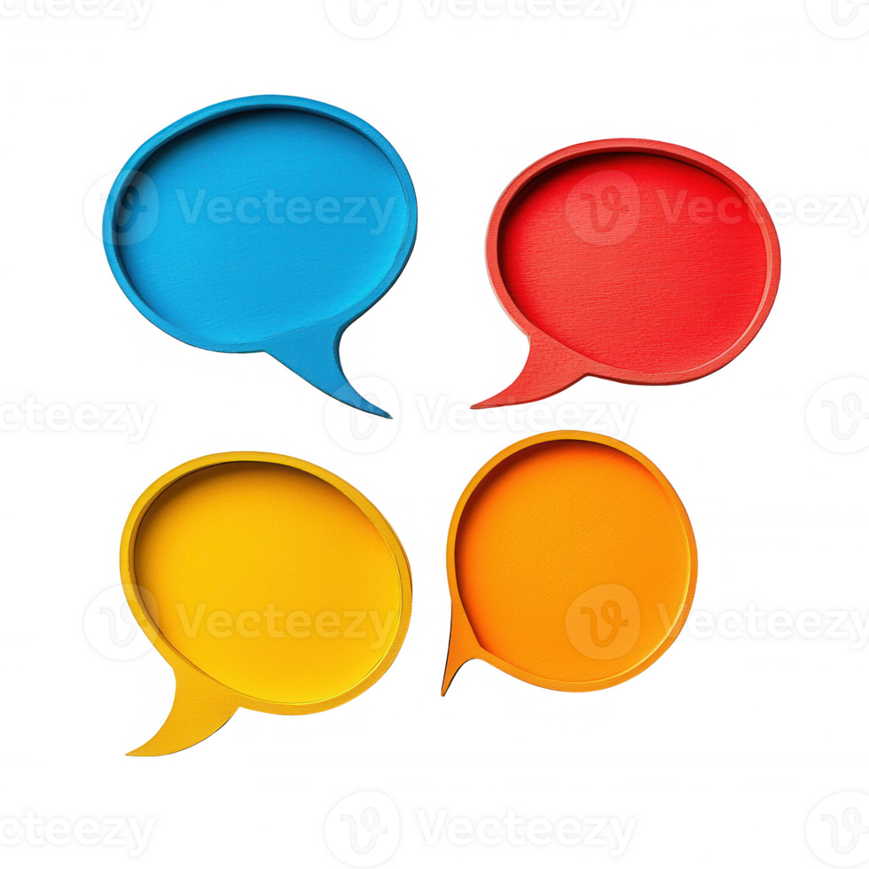 Colorful speech bubbles for communication or dialogue concepts. png