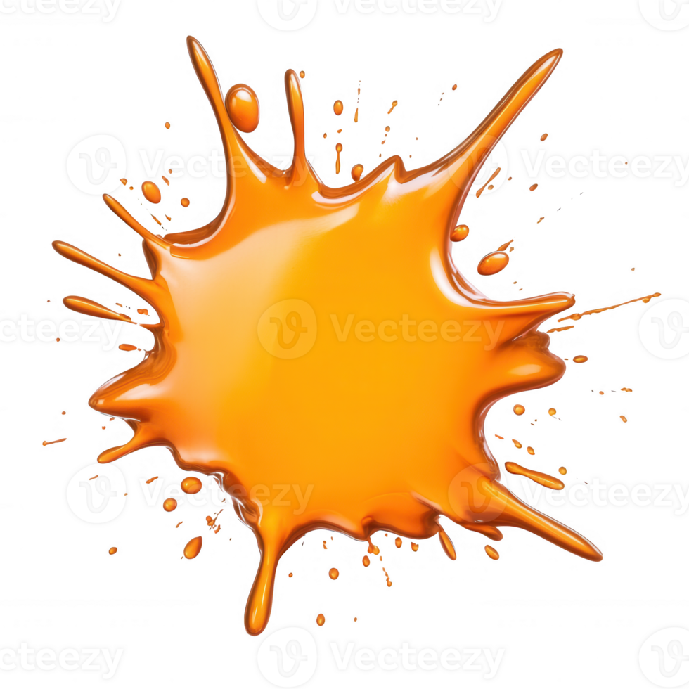 Vivid orange paint splash, dynamic and energetic illustration for creative projects. png