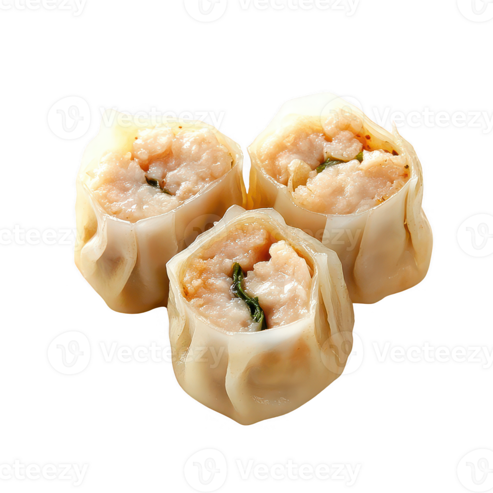 Delicious dim sum dumplings filled with seafood and herbs, perfect for enjoying. png