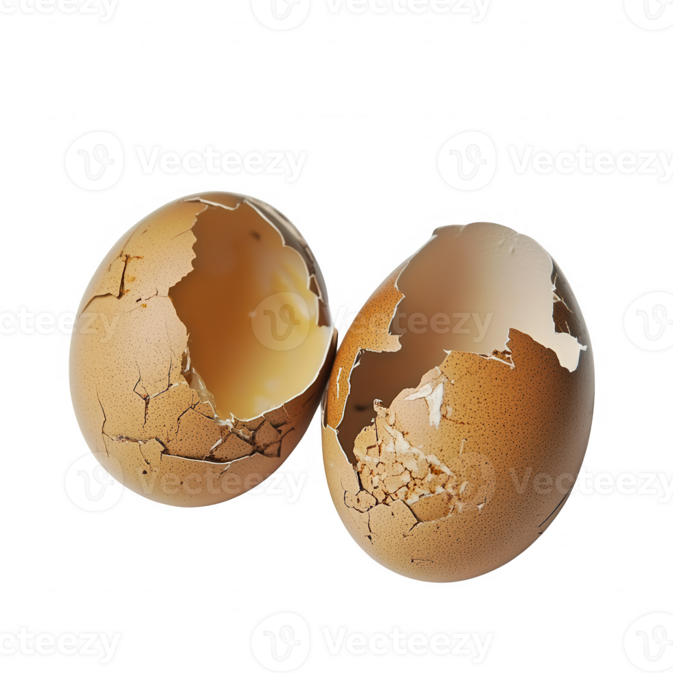 Two cracked eggshells, symbolizing new beginnings and culinary potential. png