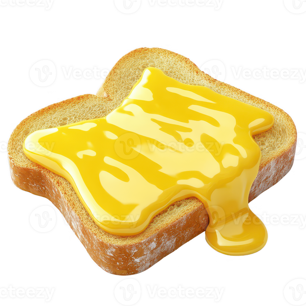 Melted cheese oozing over a slice of toasted bread, perfect for a delicious snack. png